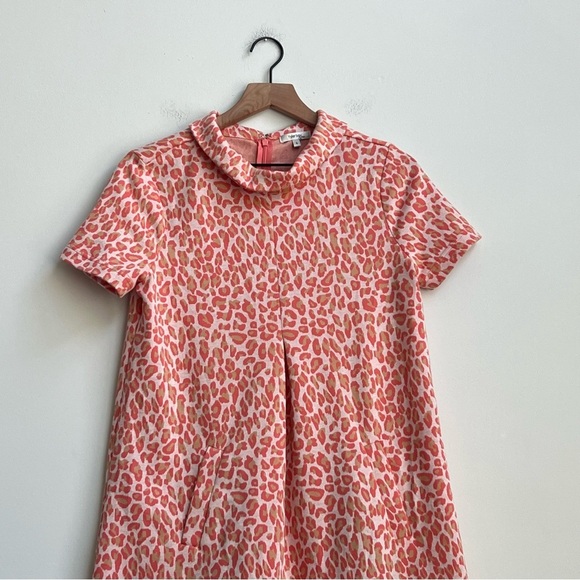 Tyler Boe Coral Animal Cheetah Print Kristen Shift Dress Small Mod Mini Retro - Picture 3 of 11